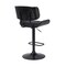 Armen Living Brooklyn Adjustable Swivel Black Faux Leather and Black Wood Bar Stool with Black Base LCBRBABLBL - alternate 2
